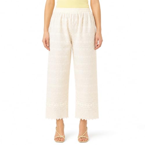 Image of Vastraa Fusion Women's Regular Fit Cotton Chikan Palazzo