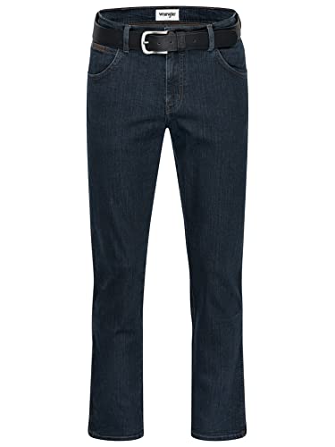 Wrangler Texas Stretch Herren Jeans Regular Fit inkl. Gürtel (W32/L30, Blue Black)