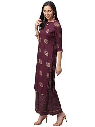 Image of ANNI DESIGNER Women's Rayon Straight Kurta & Palazzo & Dupatta (Ayesha)
