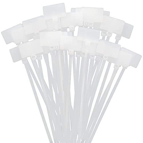 ITROLLE Nylon Marker Cable Ties 300PCS White Self-locking Wire Zip Ties Cable Mark Tags Label Tie Straps Nylon Power Marking Label