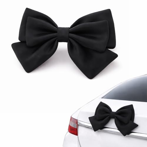 Image of Pink Car Bow for Women Cute Car Exterior Cute Decor for Girls Coquette Decorations for Cars (Black)