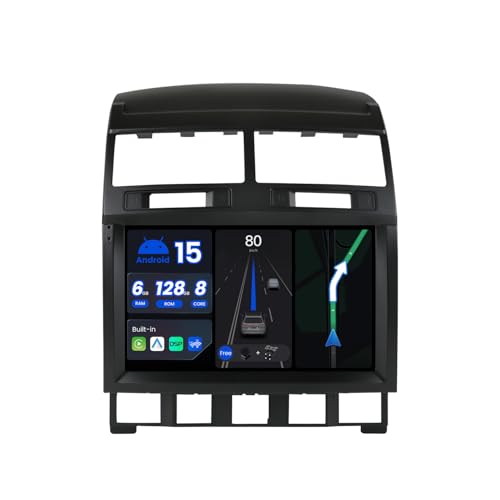 BXLIYER - [Octa-Core, 6G+128G] - Android 15 Autoradio pour VW Touareg (2003-2010) - sans Fil Carplay + Android Auto - LED Caméra + MIC - 2 Din IPS 9 Pouce -...