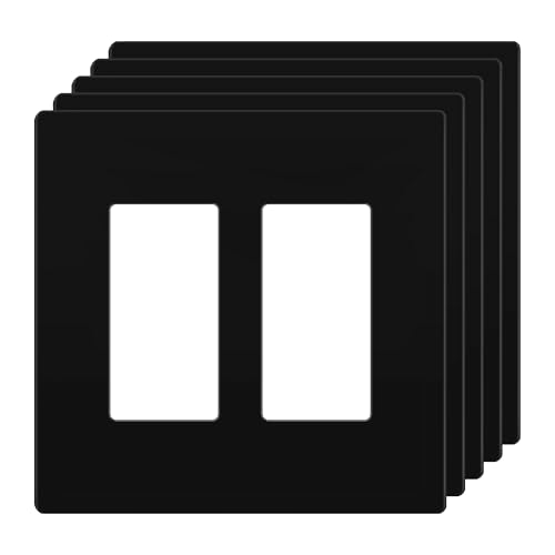 Image of LIDER Double Decorator Switch Cover, Screwless Wall Plate, Mid-Size 2-Gang 4.88 inch x 4.92 inch, LSWP-32M-BK5P, UL Listed, Thermoplastic, Matte Black, 5-Pack