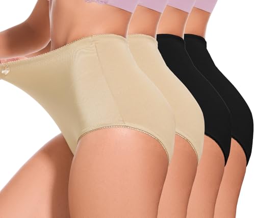 4Pack Women's High-Waist Light Tummy Control Girdle Panties Full Coverage Underwear Ladies Panties for Women
