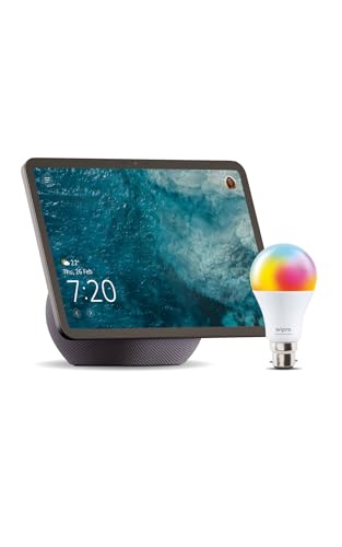 Image of Amazon Echo Show 11 (newest model), vibrant 11 inch Full HD display with spatial audio & Alexa, new sleek design, Graphite, combo with wipro 12W smart bulb