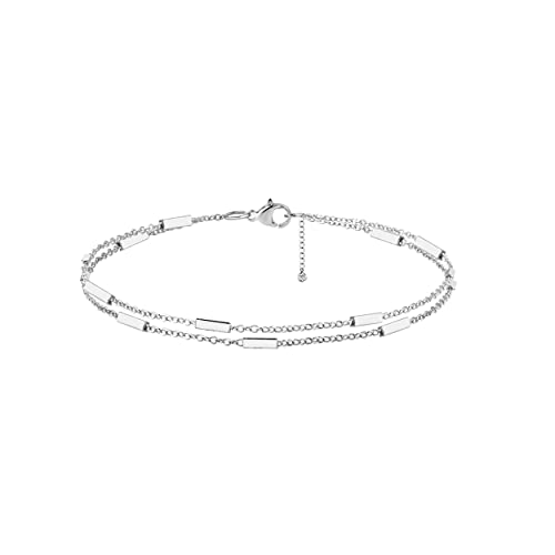 Sewyer BR02-LAYERED BAR-SILVER Silver Plated Layered Bracelet For Women 14K Gold Filled Layering Bar Chain Bracelets Layering Bracelets Set Jewelry Gift cover