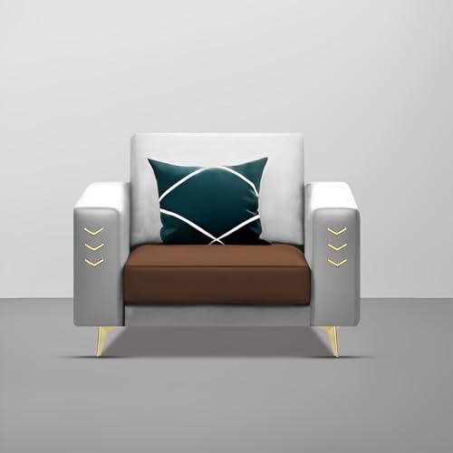 Image of Casaliving Falco 1 Seater Sofa Set for Living Room (Brown Grey Fabric) Premium Fabric Sofa