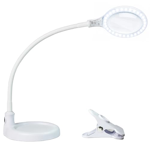 Brightech LightView Pro Flex 2 in 1 Magnifying Desk Lamp, 2.25x Light Magnifier, Adjustable Magnifying Glass with Light for Crafts, Reading, Close Work