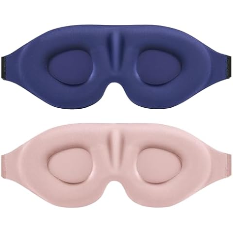 Sleep Eye Mask for Men Women 2 Pack 3D Contoured Cup Sleeping Mask & Blindfold, Concave Molded Night Sleep Mask, Block Out Light, Soft Comfort Eye Shade Cover for Travel Yoga Nap, Pink & Blue Cover