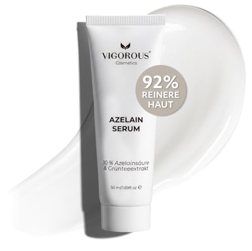VIGOROUS Azelainsäure Serum 10% | 50ml azelaic acid für die Rosacea gesichtspflege | gegen Rötungen Pigmentflecken & unreine Haut | Anti Pickel & Akne Creme mit Hyaluron | für empfindliche Haut