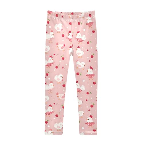 Cute Chicken with Cherry Girls Leggings Athletic Pants Tights Stretch Bottom