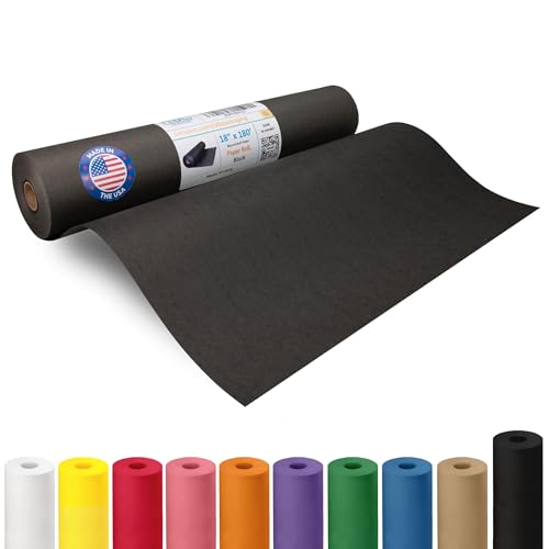 Black Kraft Paper Roll 18" x 2160" (180 feet) - USA-Made Craft Paper for School & Art - Quality High-Density Material for Gift Wrapping & Packing, Shipping & Moving by IDL Packaging