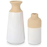 LiteViso Ceramic Vase Set- 2 Small Vases, Modern Farmhouse Home Décor Accents; Living Room Décor, Bo