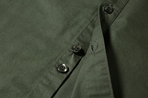 Tronjori Boys Short Sleeve Button Down Casual Woven Shirt Two Pockets(12,Dark Olive) #TOP5