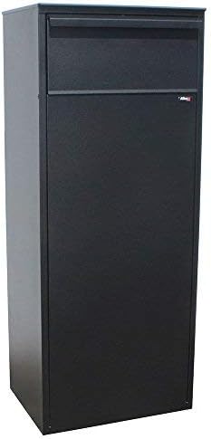 Allux 800 Galvanized Steel Locking Mail Parcel Box with Rear Locking Retrieval Door, Black