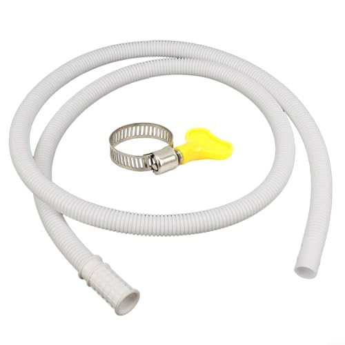 Niceminiwall Tubo di ingresso e scarico dell'acqua per lavatrice e condizionatore d'aria portatile, tubo in PE da 1 m con morsetto in acciaio inossidabile, compatibile con connessioni da 15-20 mm,