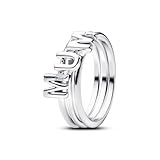 PANDORA Anillo de plata para mujer con letras Mum 194458C01, 54, Plata de ley, Circonia cúbica