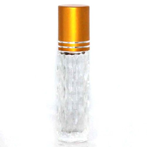 Ziyier G & E Metalic Cover with Roll-on Diamond Pattern Perfume Glass Bottle 10ml for Purse or Travel Refillable/Fragrance Refilable Sprayer/Perfume Bottle/Perfume Refilable Sprayer (Metalic Gold)