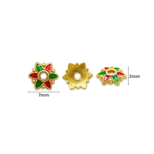 Image of Satra Traders Designeer Meenakari Beads Cap | Size : 7mm | Qty : 50pcs | Red | MK43
