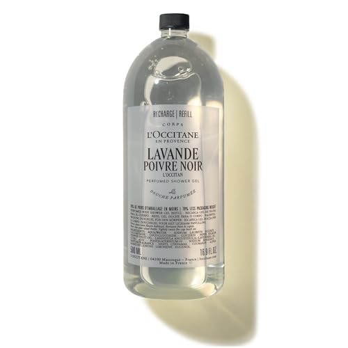 L'OCCITANE Lavande Poivre Noir (Formerly L’Occitan) Shower Gel Refill 500ml, Soothing Lavender & Black Pepper Body Wash for Men, Premium & Clean Beauty for All Skin Types
