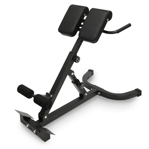 Adjustable Hyperextension Bench for Back Exercise & Core Strength – 5 Tilt Positions, 330lbs Max Load, Anti-Slip Handles, Adjustable Abdominal Pad, Multi-Functional Home Gym Bench