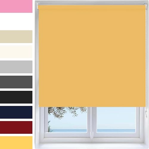 Ev Dekor Roller Blinds - Yellow | Ochre 240 Width 165 cm Drop, Thermal