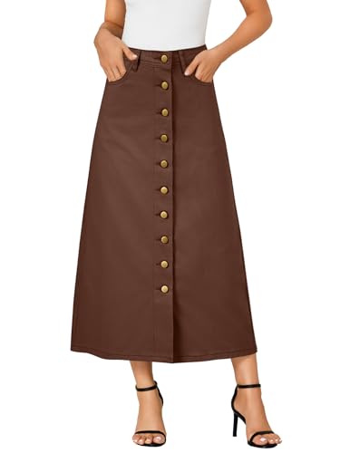 Vrtige Women's High Waisted Long Denim Skirt - Image 2
