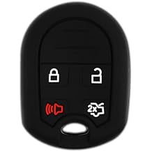 KeylessOption Key Fob Cover Replacement for 2007 2008 2009 2010 2011 2012 2013 2014 2015 2016 2017 2018 2019 Ford Edge Escape Explorer Flex Focus Fusion Mustang Taurus Remote Silicone, 4-Button