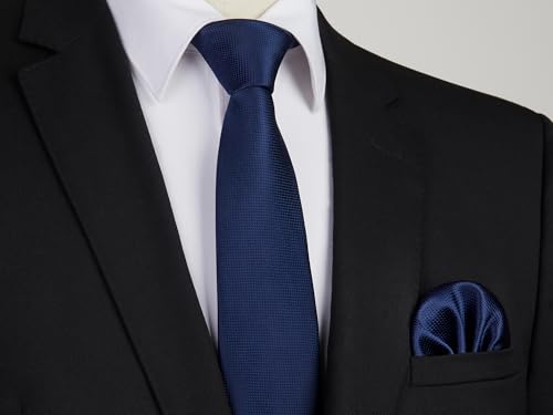 Image of HISDERN Ties for Men Solid Tie Handkerchief Set Classic Woven Silk Business Polka Dot Mens Ties Necktie Wedding Party