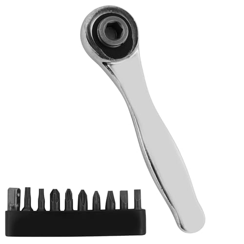 EASYKEENECOM 1 destornillador de carraca de 1/4 pulgadas, destornillador de trinquete de 72 dientes, llave de vaso hexagonal de 1/4 pulgadas, accesorio de trinquete para espacios estrechos