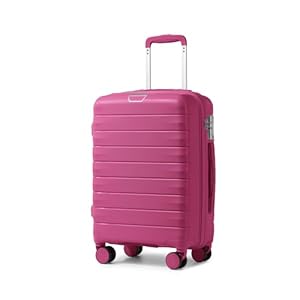 LARVENDER Carry On Luggage 22x14x9 Airline Approved, 20 Inch Hardshell & Lightweight PP Travel Carry On Suitcase for Women with Spinner Wheels TSA Lock, Magenta