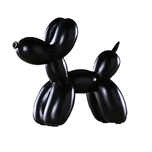 NingHaller Ballon Hund Form Statuen,Harz Luftballon Tiere Figuren,Modern Kunst Handwerk Skulptur Ornamente Dekoration für Zuhause, Büro, Café,Dekofigur Geschenke (Schwarz) Cover