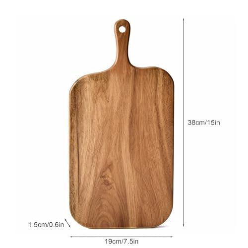 Tabla de Cortar Linwnil de Madera de Acacia con Mango (13.8"L x 5"W x 0.75"Th) miniatura 2