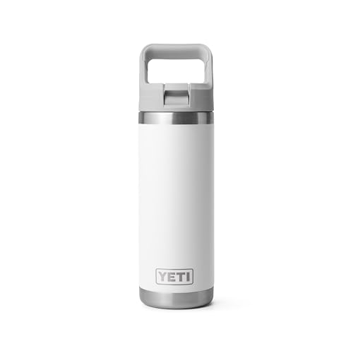 Image of YETI Rambler 18 oz Bottle, Vacuum Insulated, Stainless Steel with Color Matching Straw Cap, White