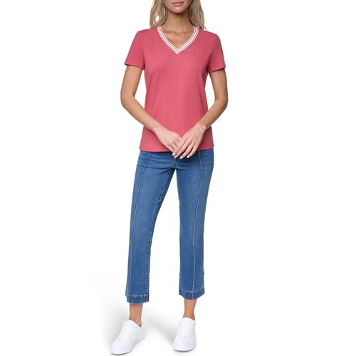 Image of Nautica Women's Solid V-Neck Short Sleeve T-Shirt Shirt