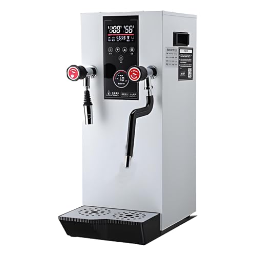 DNEPEI Espumador de Leche Comercial,2500 W,12 L hervidor de Agua de ebullición rápida,Calentador eléctrico de encimera con Temporizador y Bandeja de Goteo extraíble para restaurantes, café White-220V