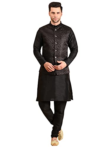 Image of Uri and MacKenzie Men's Silk Blend Kurta Pajama with Designer Ethnic Nehru Jacket /Modi Jacket