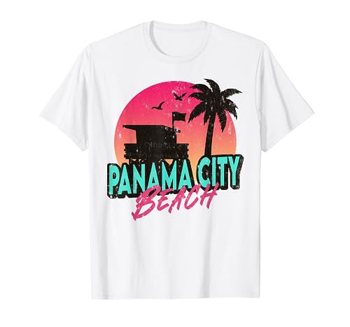 Vintage Panama City Beach Florida Palm Trees FL Distressed T-Shirt