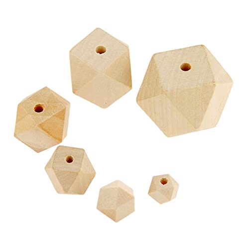 DIMENXONG 100 unids Granos de Madera inacabados Bola Geométrica Espaciador Espaciador de Madera Madera DIY Artesanías for Collar de joyería Fabricación de 10mm-30mm (Size : 30mM) Cover