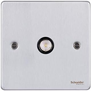 Schneider Electric Ultimate Low Profile - Single TV/FM Aerial Socket, GU7510BBC, Brushed Chrome with Black Insert