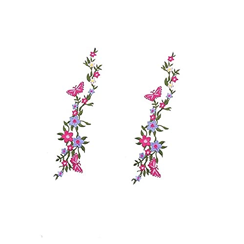 Sourcemall 2PCS Iron on/Sew on Patches, Butterfly Flower Embroidered Patches for DIY Clothing, Jackets, Jeans, Backpacks, Hats, Arts Craft Sew Making (Purple and red) — image 1