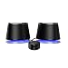 Amazon Basics Bluetooth und USB Lautsprecher mit blauer Beleuchtung für PC, Groß, schwarz