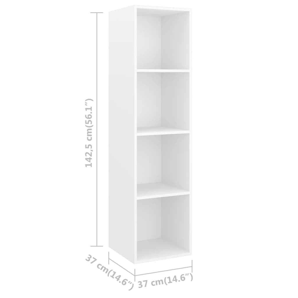 Meuble TV mural blanc 2 pièces avec 4 compartiments, meuble Hi-Fi pour systèmes audio, organisation spacieuse, montage mural horizontal ou vertical, matériel