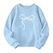 QWKLEAJ Boys Crewneck Sweatshirts Size 10-12 Long Sleeve Bow Graphic Tops For Teens For School Spring Fashion Pullovers Kids Clothing Blue 9-10 Years