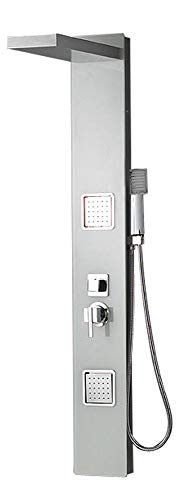 Preisvergleich Produktbild Glas Duschpaneel Regendusche Massagedüsen Handbrause Transparent Silber Sanlingo