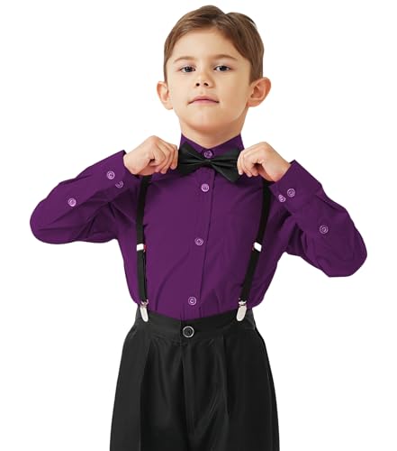Image of 9 Month-16Y Boys' Long Sleeve Button Down Toddler Dress Shirt Oxford Uniform Shirt with Chest Pocket