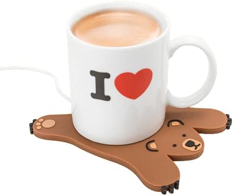 Sleepy Bear Cup Warmer I USB Powered Mug Warmer with Non-slip Base I Coffee Tea Mug Warmer for Desk I Cup Heater USB I Heated Coaster