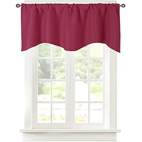 Popuid Rural Valances Curtains Topper for Small Window Rod Pocket Decorative Valance Kitchen Kids Girls Room 52x18 Inch (Burgundy, 52) Cover