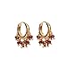 Gempires Natural Red Garnet Beads Hoop Earring January Birthstone Earrings for Women Gold Plated Handmade Jewelry Gift For Her