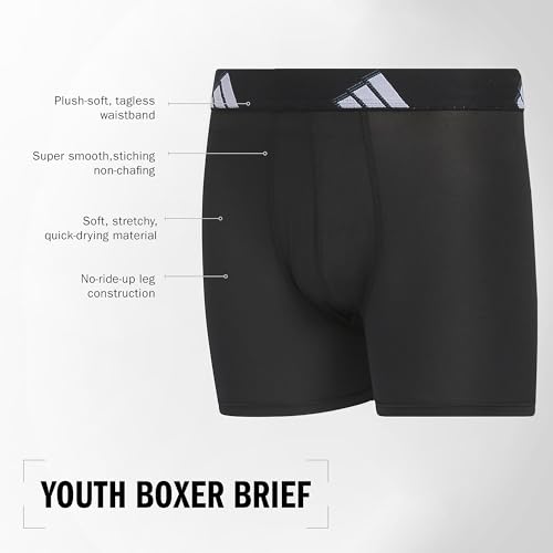 adidas Youth Microfiber Boxer Brief (Multipack) Athletic Underwear for Kids Boys